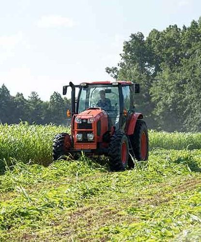 Tractor plowing in a field 